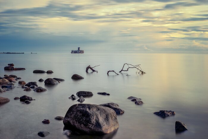 Poster Zeelandschap in de ochtend