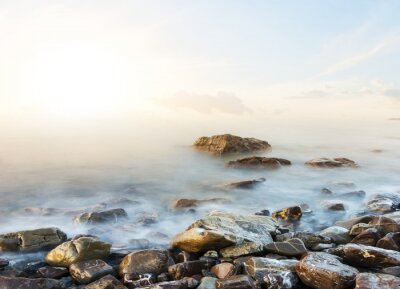 Zeestenen in mist