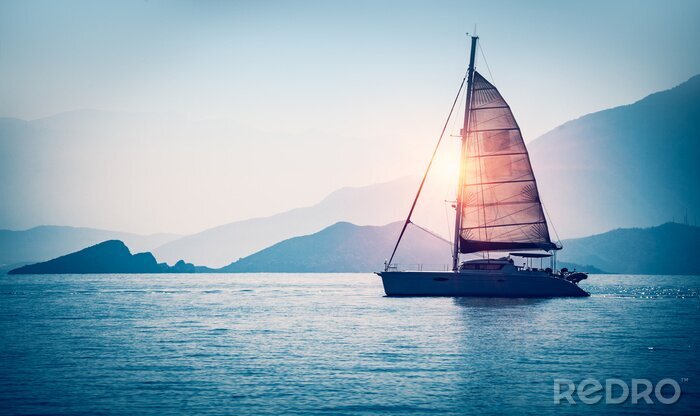 Poster Zeilboot in de zee
