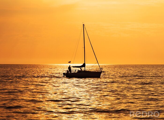 Poster Zeilboot in het westen