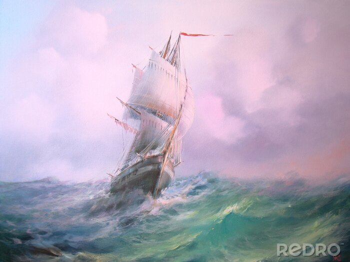 Poster Zeilschip geschilderd in aquarel
