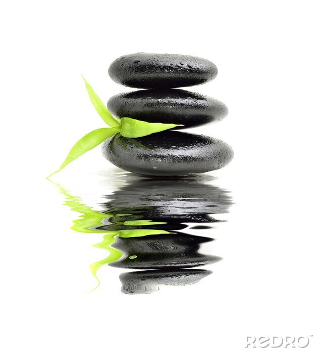 Poster Zen stenen bedekt met waterdruppels