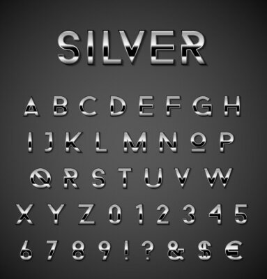 Zilveren letters van het alfabet