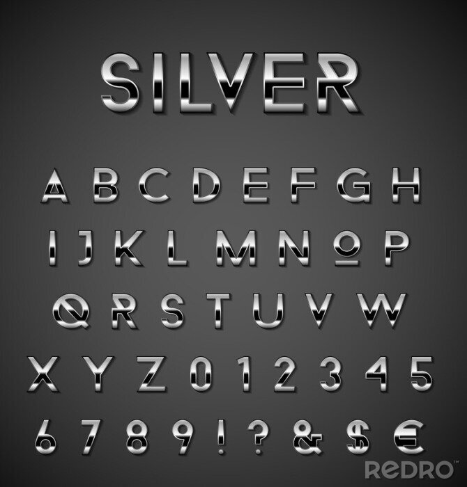 Poster Zilveren letters van het alfabet