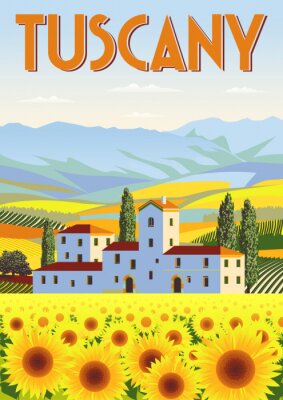 Poster Zomer in Toscane op een afbeelding