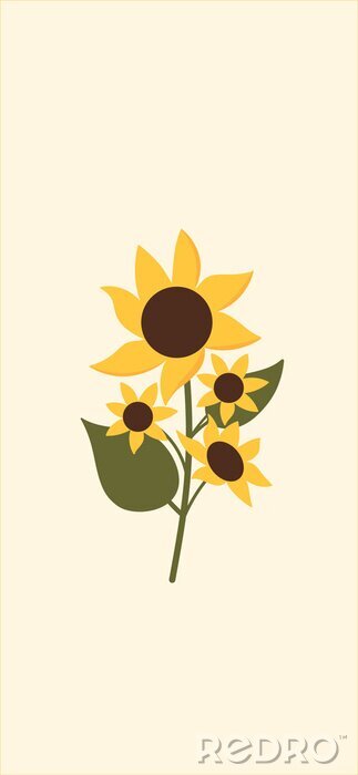 Poster Zonnebloem in een minimalistische illustratie