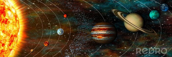 Poster Zonnestelsel in 3D-illustratie