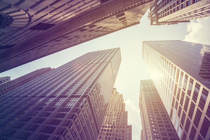 Poster Zonnige wolkenkrabbers in vintage stijl