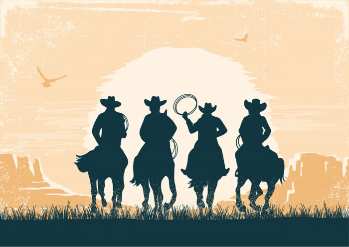 Poster Zonsondergang in het Wilde Westen