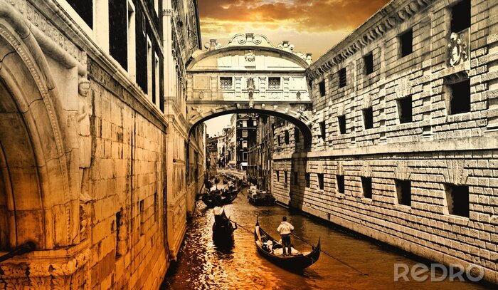 Poster Zonsondergang in Venetië