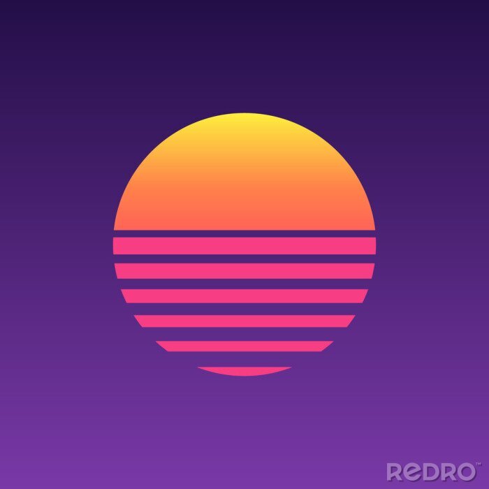 Poster Zonsondergang op een paarse achtergrond