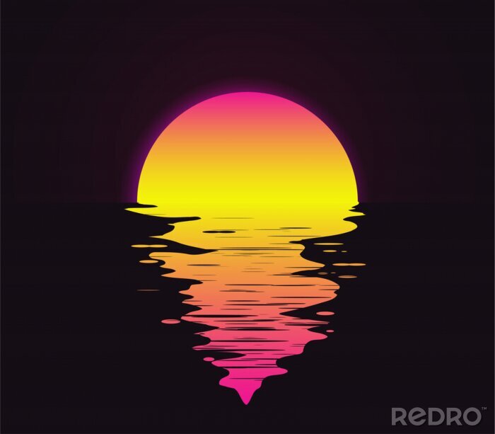 Poster Zonsondergang op een zwarte achtergrond