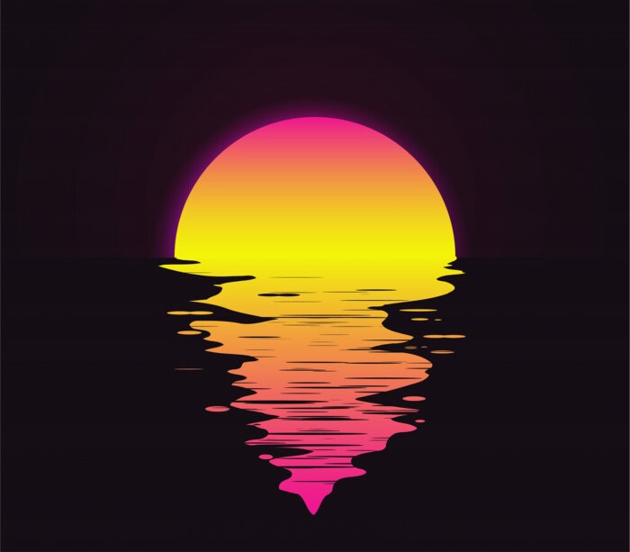 Poster Zonsondergang op een zwarte achtergrond