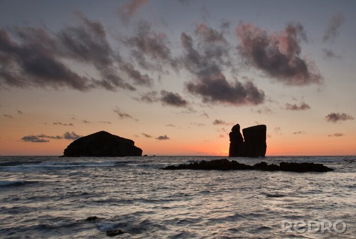 Poster Zonsondergang op het zeelandschap