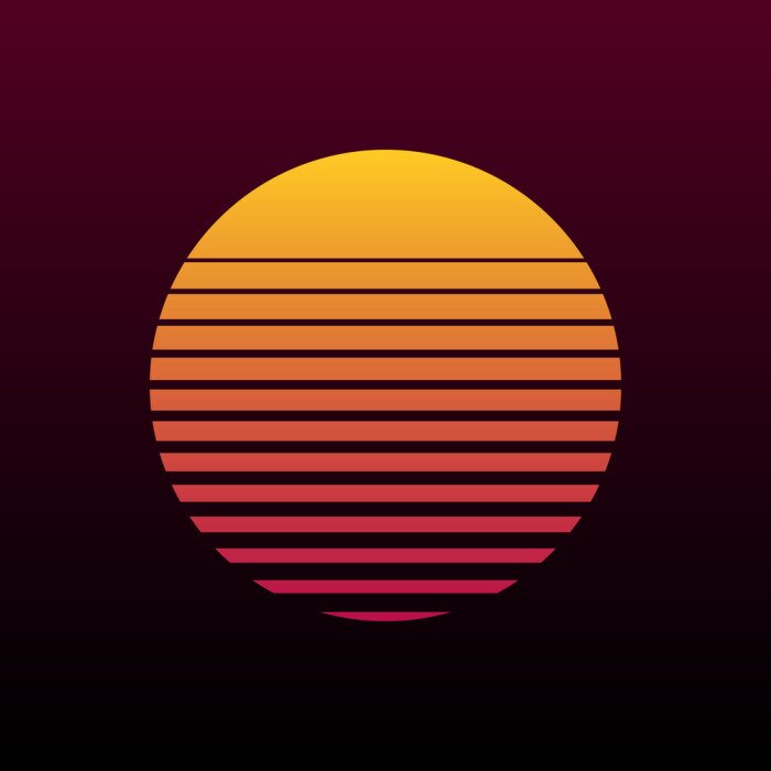 Poster Zonsondergang op retro grafiek