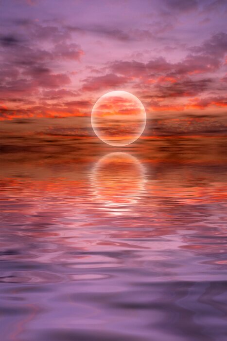 Poster Zonsondergang over de kalme zee