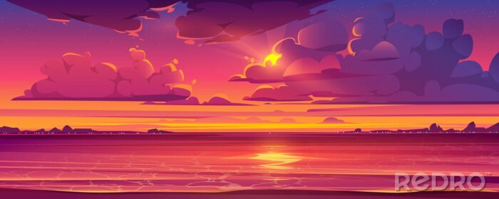 Poster Zonsondergang over een tropische zee