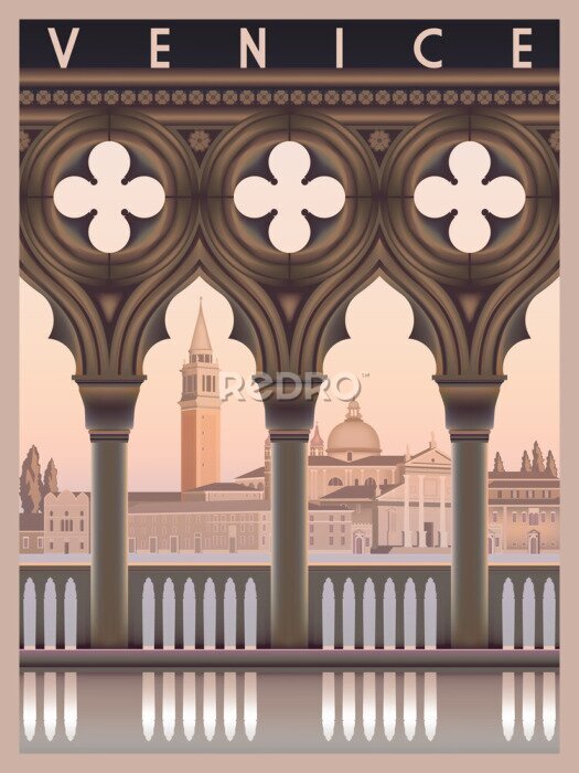 Poster Zonsopgangillustratie uit Venetië
