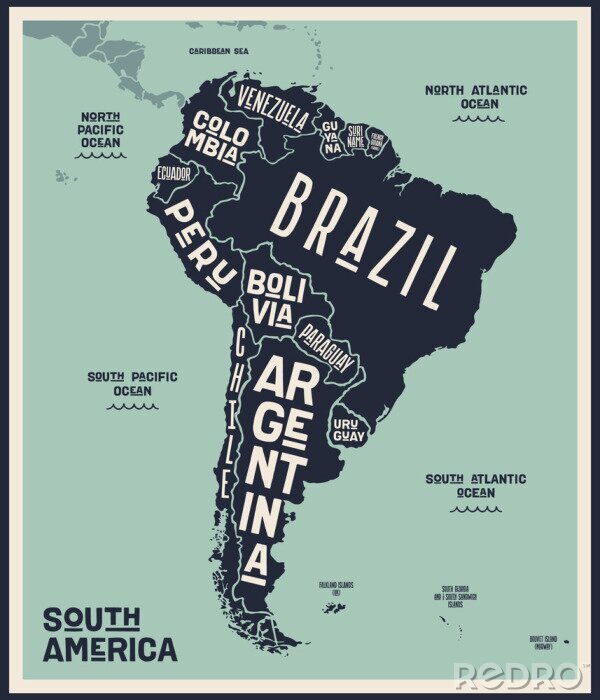 Poster Zuid-Amerika op de kaart