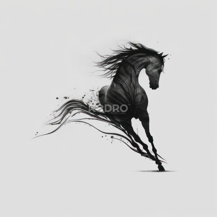 Poster Zwart galopperend paard