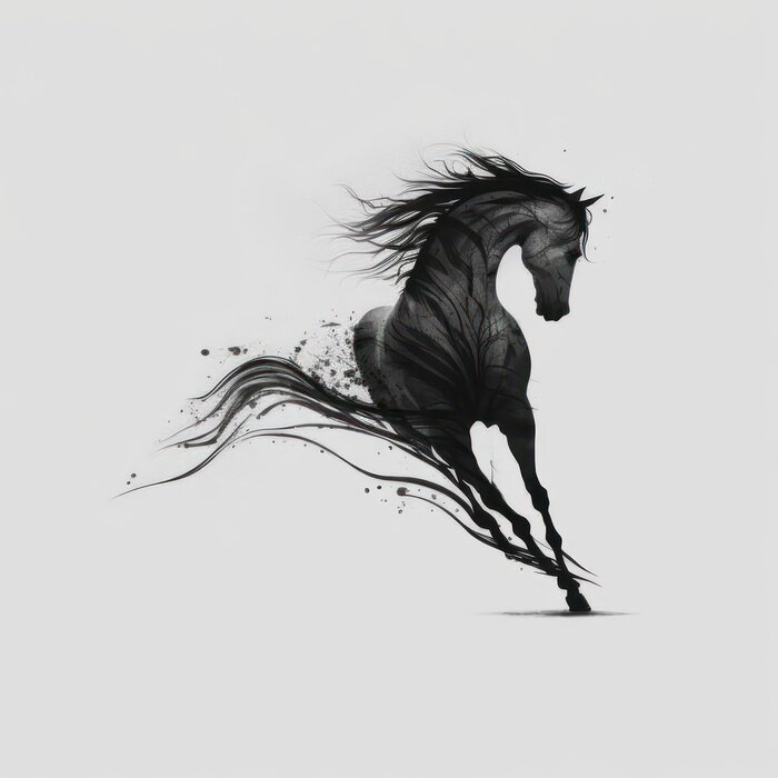 Poster Zwart galopperend paard