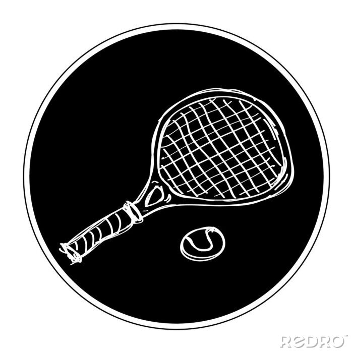 Poster Zwart tennisracket