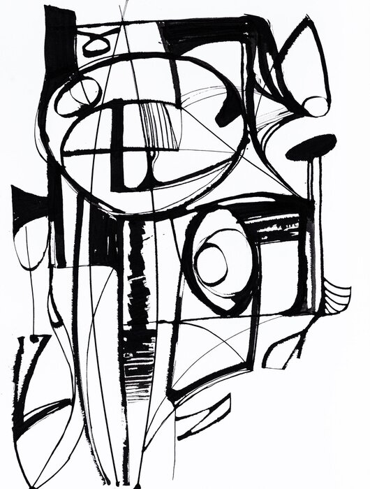 Poster Zwart-wit abstract motief bestaande uit letters