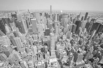 Zwart-wit afgezwakt Luchtfoto van Manhattan, NYC.