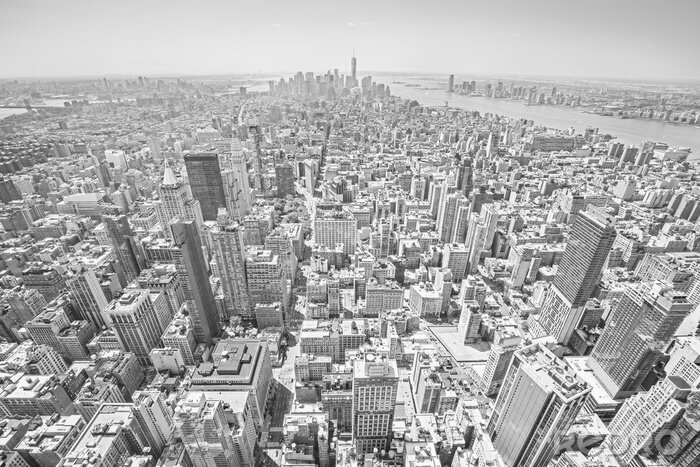 Poster Zwart-wit afgezwakt uitzicht op Manhattan, New York.