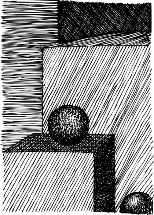 Poster Zwart-wit driedimensionale lichamen en bollen