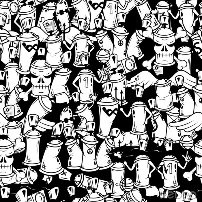 Poster Zwart-wit graffiti op de muur