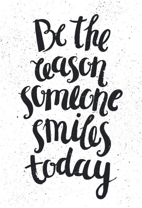 Poster Zwart-wit letters over een glimlach