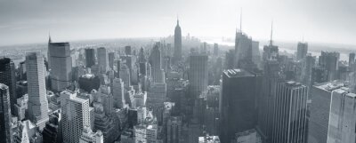 Zwart-wit panorama van de stad