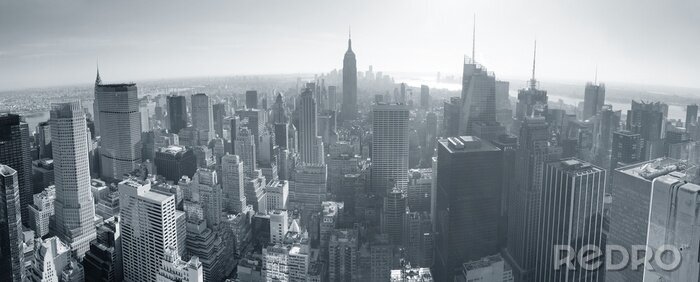 Poster Zwart-wit panorama van de stad
