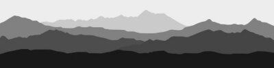 Zwart-wit schets landschap van bergketens