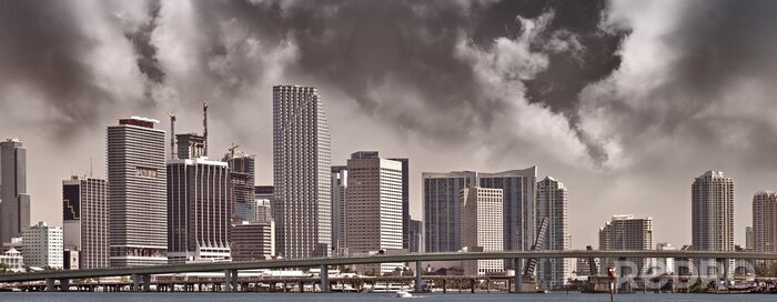 Poster Zwart-wit skyline van Miami