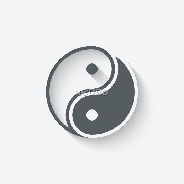 Poster Zwart-wit yin-yang symbool