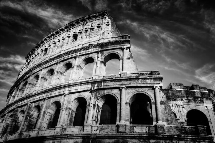 Poster Zwart-witfoto van het Colosseum in Rome.