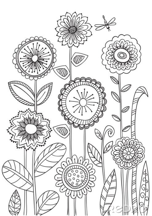 Poster Zwart-witte bloemen voor kinderen