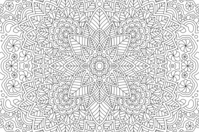 Sticker Zwart-witte bloemenafbeeldingen die op een mandala lijken