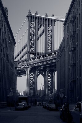 Poster Zwart-witte brug in Manhattan