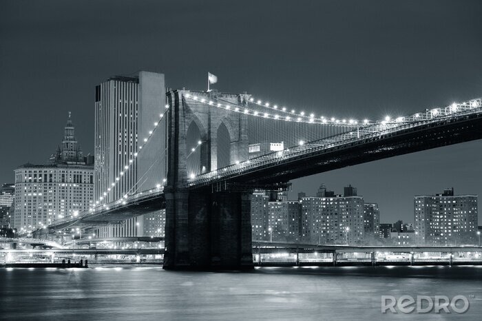 Poster Zwart-witte brug in NYC