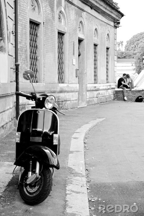 Poster Zwart-witte Italiaanse straat