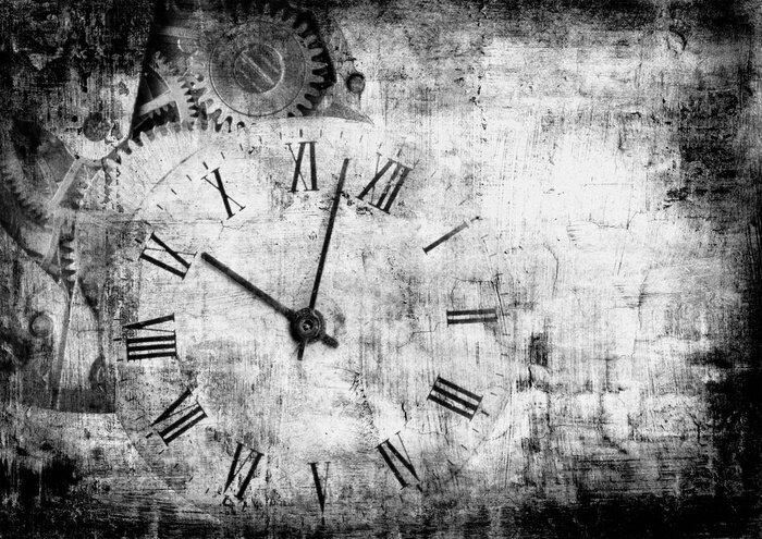 Poster Zwart-witte klok