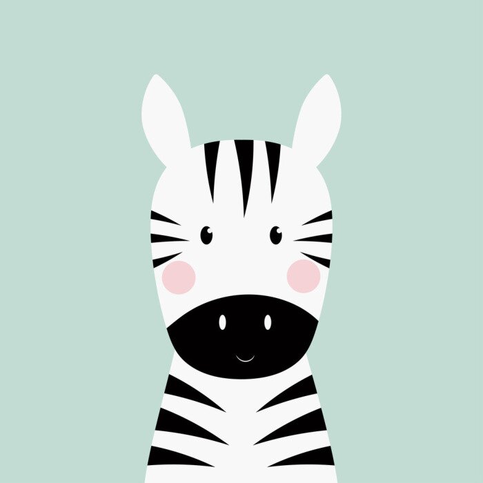 Poster Zwart-witte zebra met roze gebakjes
