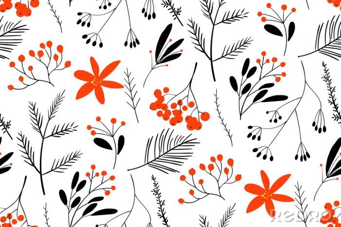 Poster Zwarte en rode winterbessen