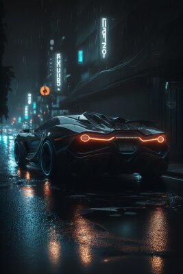 Poster Zwarte futuristische auto