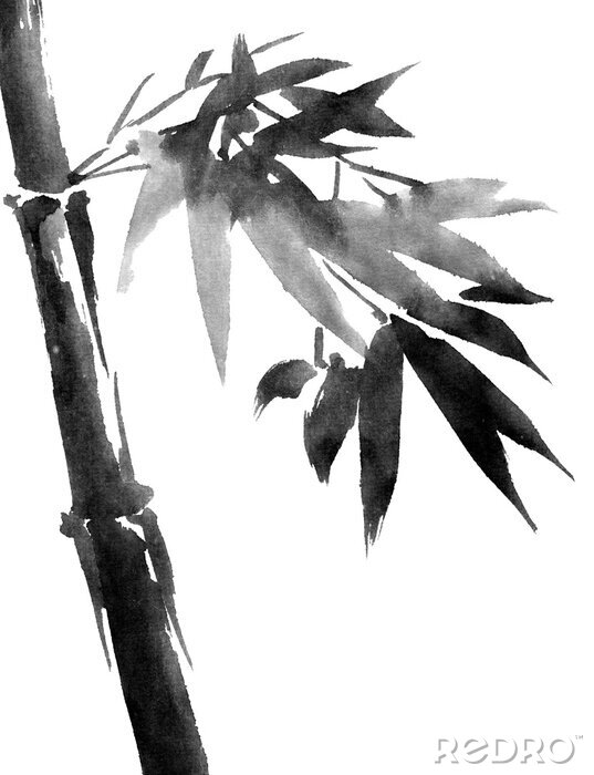 Poster Zwarte geschilderde bamboe