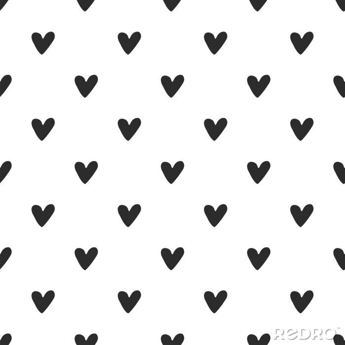 Poster Zwarte hartjes op een witte achtergrond