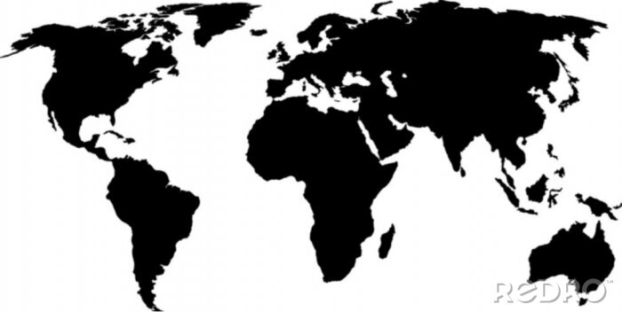 Poster zwarte kaart van de wereld